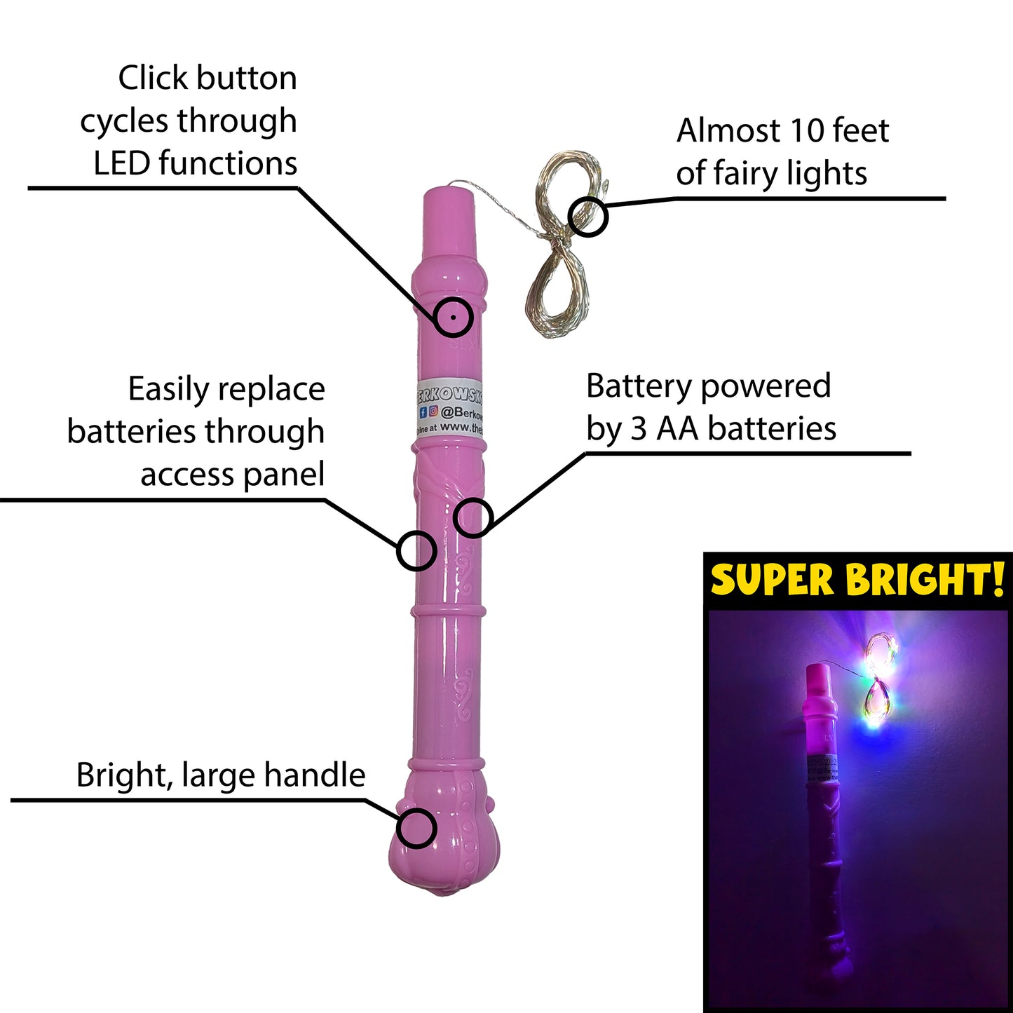Fairy Wish Balloon | Pink Spear Handle | Round Balloon
