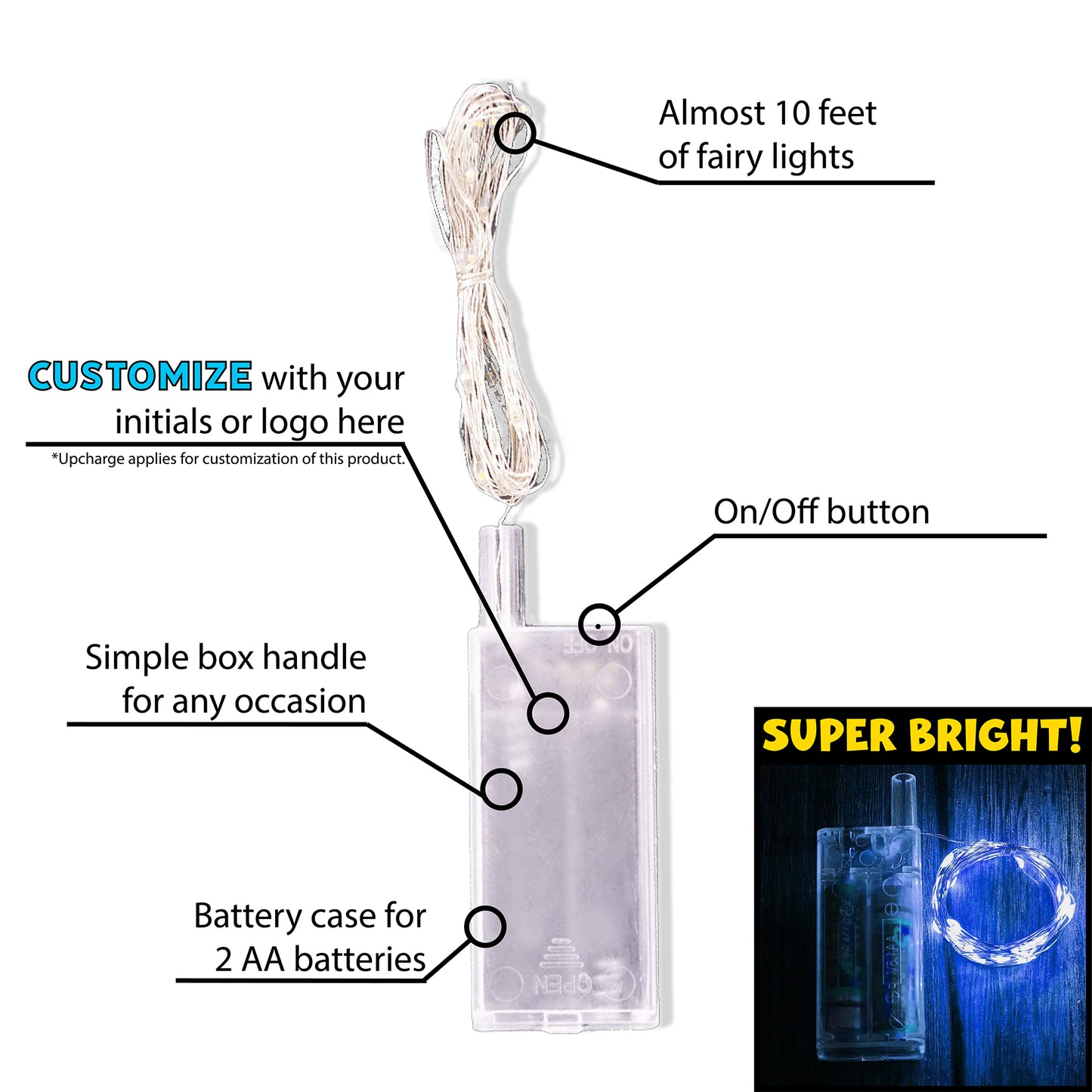 Fairy Wish Balloon | Blue LED | Box Handle | Star Balloon
