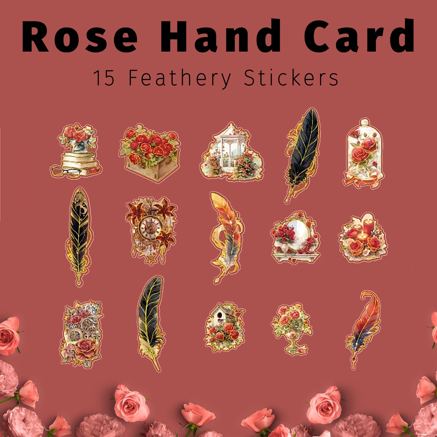 Rose Hand Card | Red Feather Chapter Sticker Pack