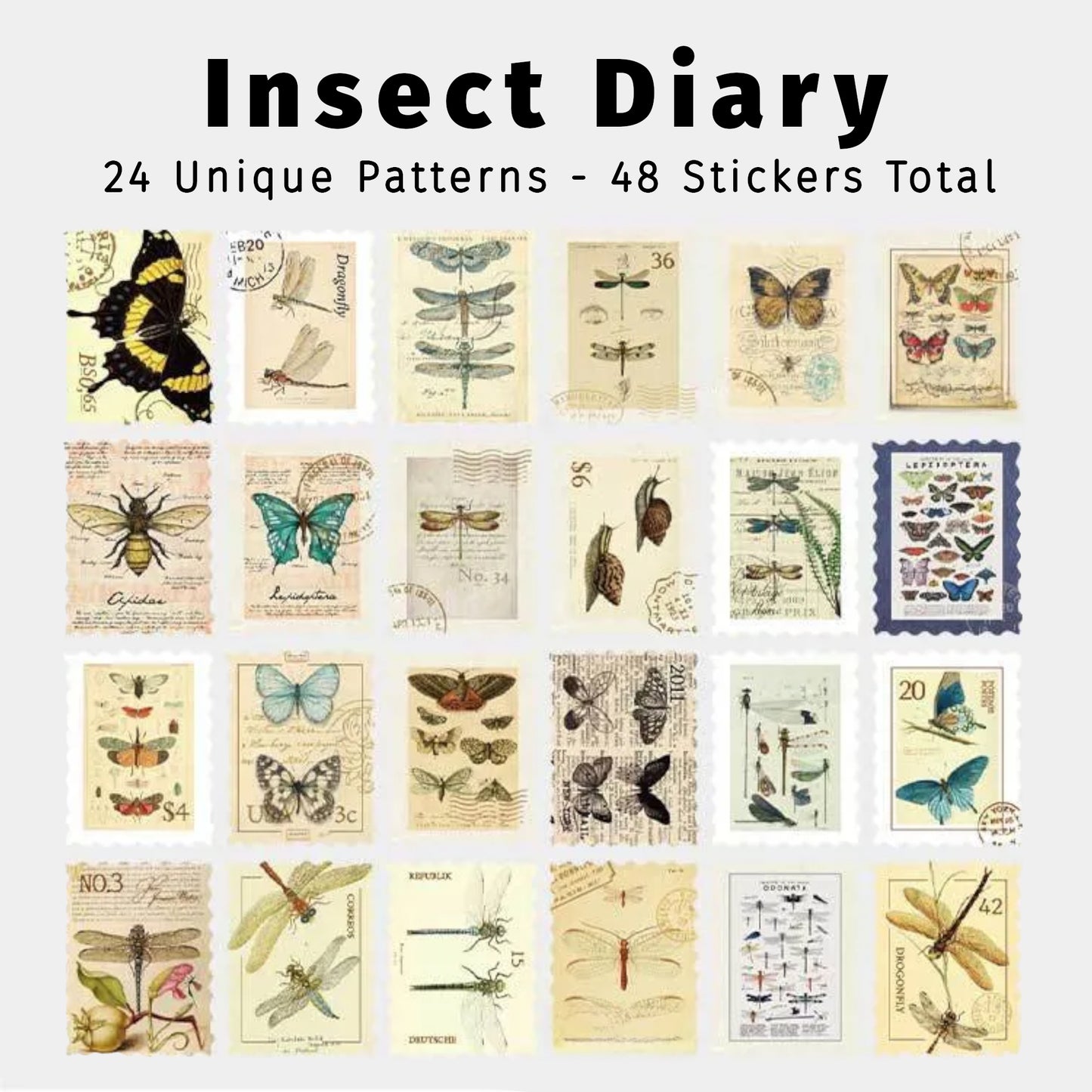 Insect Diary | Tan Stamp-Shaped Sticker Slack Pack