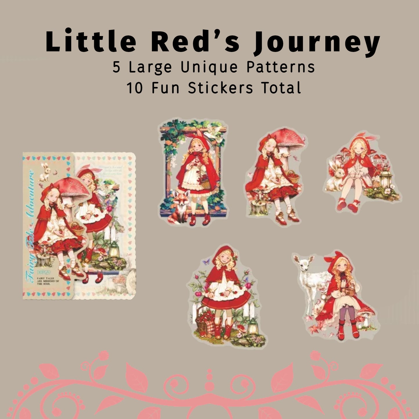 Little Red's Journey | Red Fairytale Sticker Pack