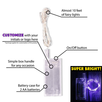 Fairy Wish Balloon | Purple LED | Box Handle | Heart Balloon