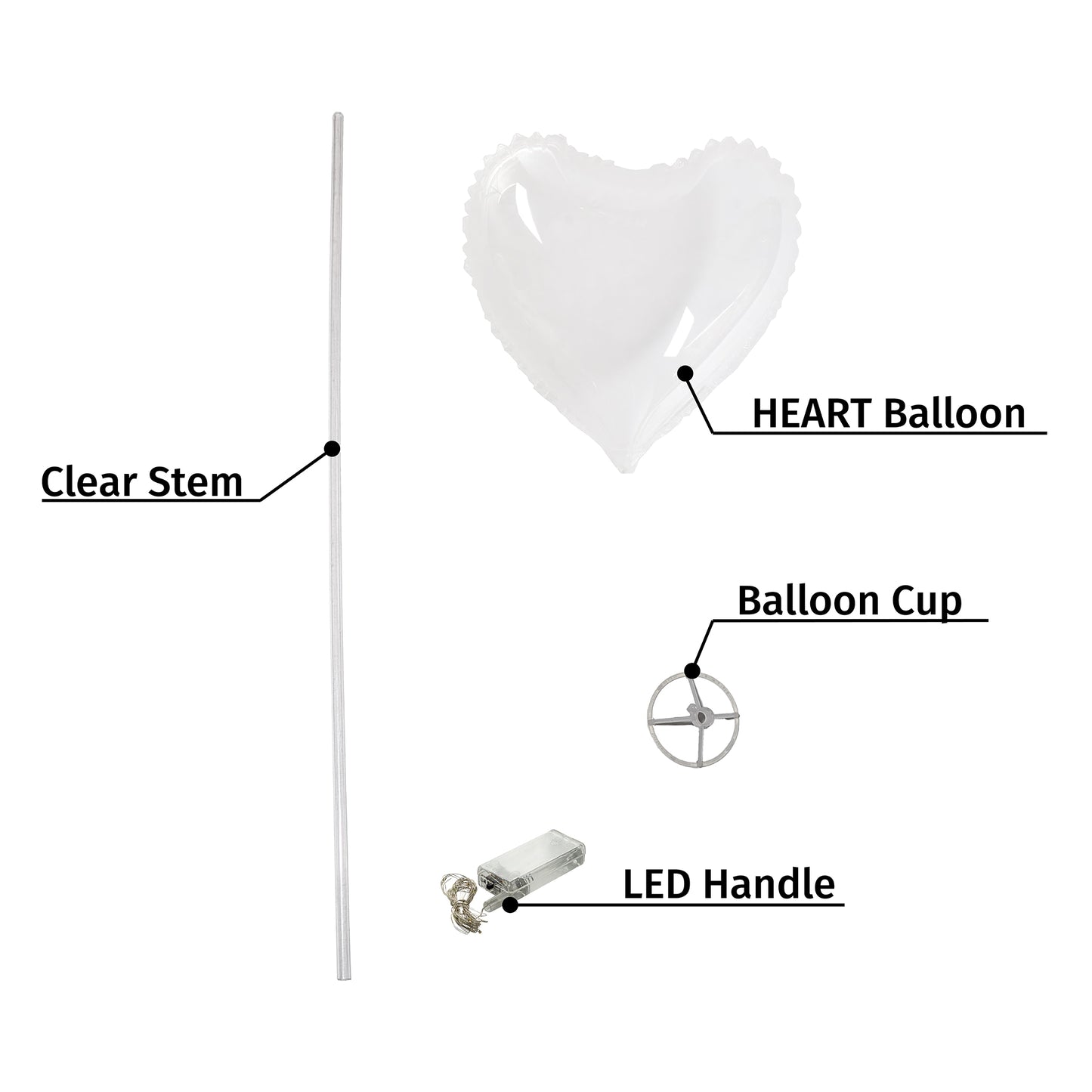 Fairy Wish Balloon | Warm White LED | Box Handle | Heart Balloon