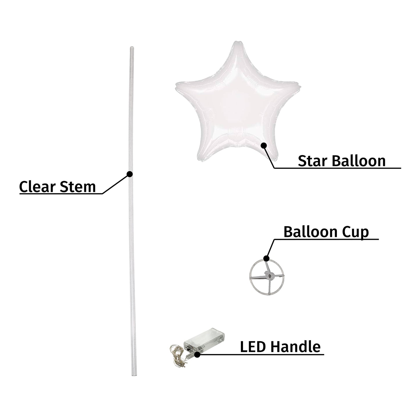 Warm White LED Clear Box Handle with Star Balloon (Special Order)