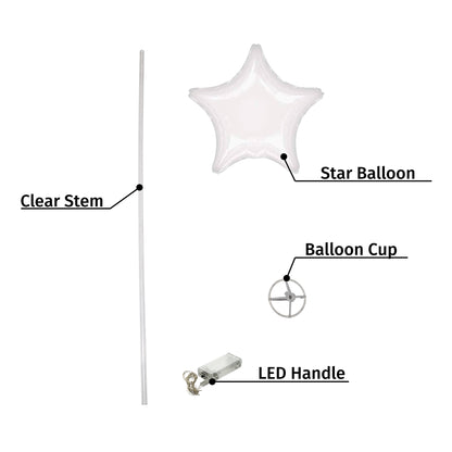 Warm White LED Clear Box Handle with Star Balloon (Special Order)