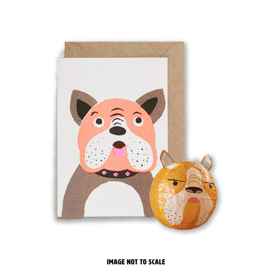 Dog Risograph Greeting Card with Japanese Paper Balloon