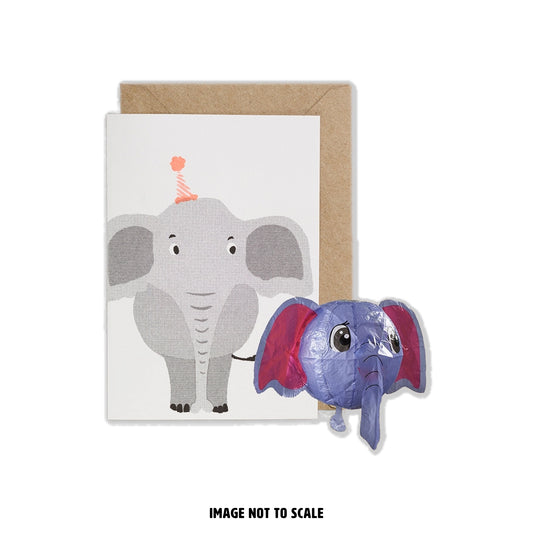 Elephant Risograph Greeting Card with Japanese Paper Balloon