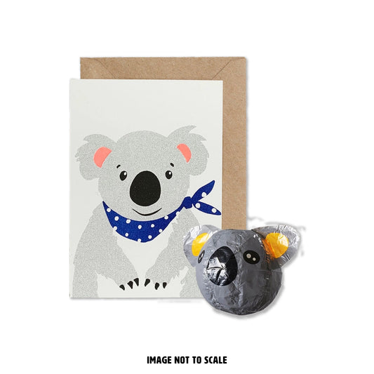 Koala Risograph Greeting Card with Japanese Paper Balloon