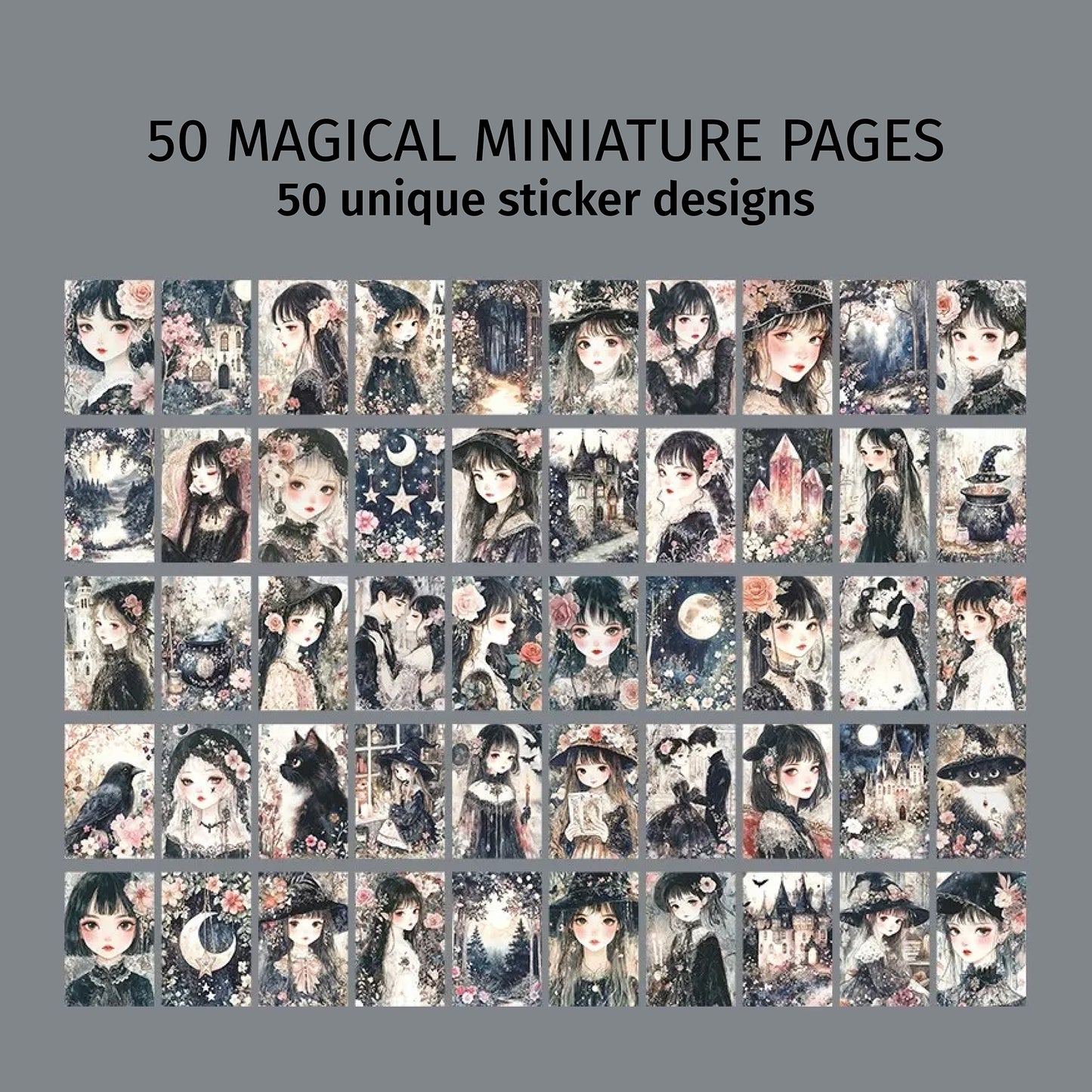 Midnight Wish Girl | Gray Mini Magi Sticker Book