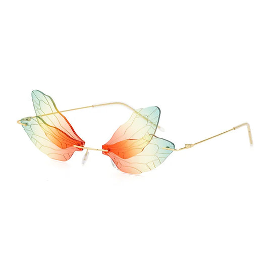 Dragonfly Wing Sunglasses | Green, Yellow, to Red Fade