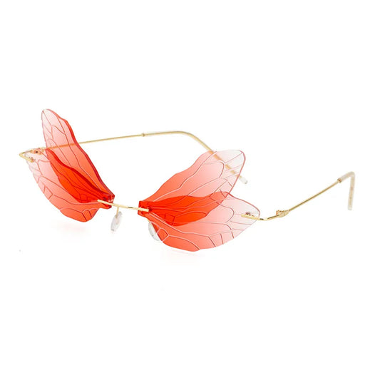 Dragonfly Wing Sunglasses | White to Red Fade