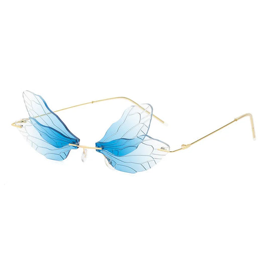 Dragonfly Wing Sunglasses | White to Blue Fade