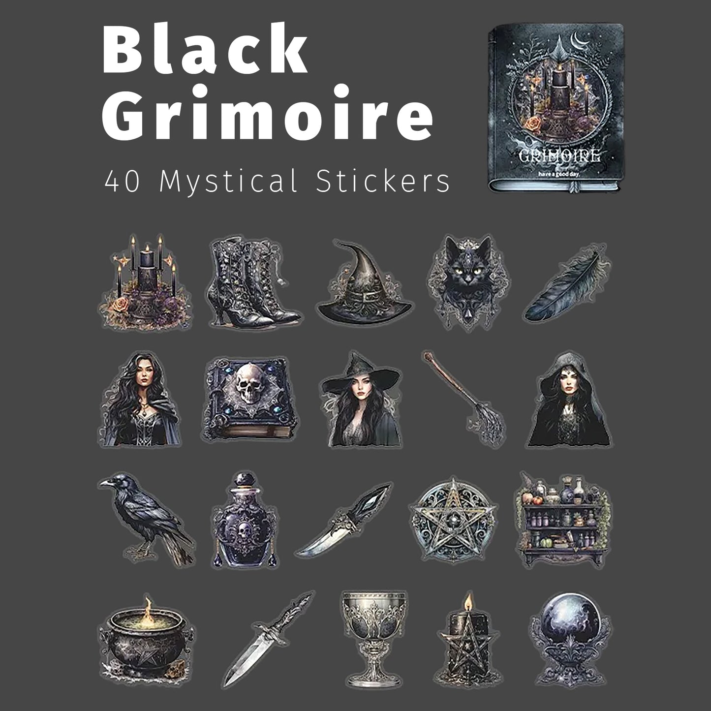 Black Witch Grimoire | Black Magical Sticker Pack