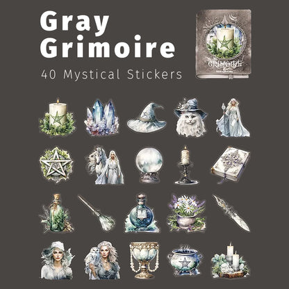 Ice and Snow Grimoire | Gray Magical Sticker Pack