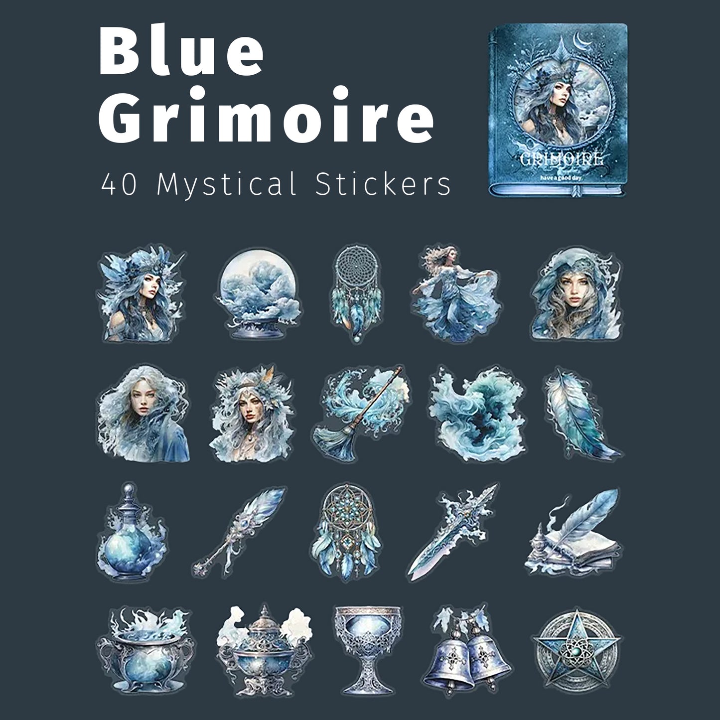 Sky Witch Grimoire | Blue Magical Sticker Pack