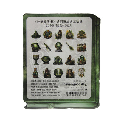 Forest Wonderland Grimoire | Green Magical Sticker Pack