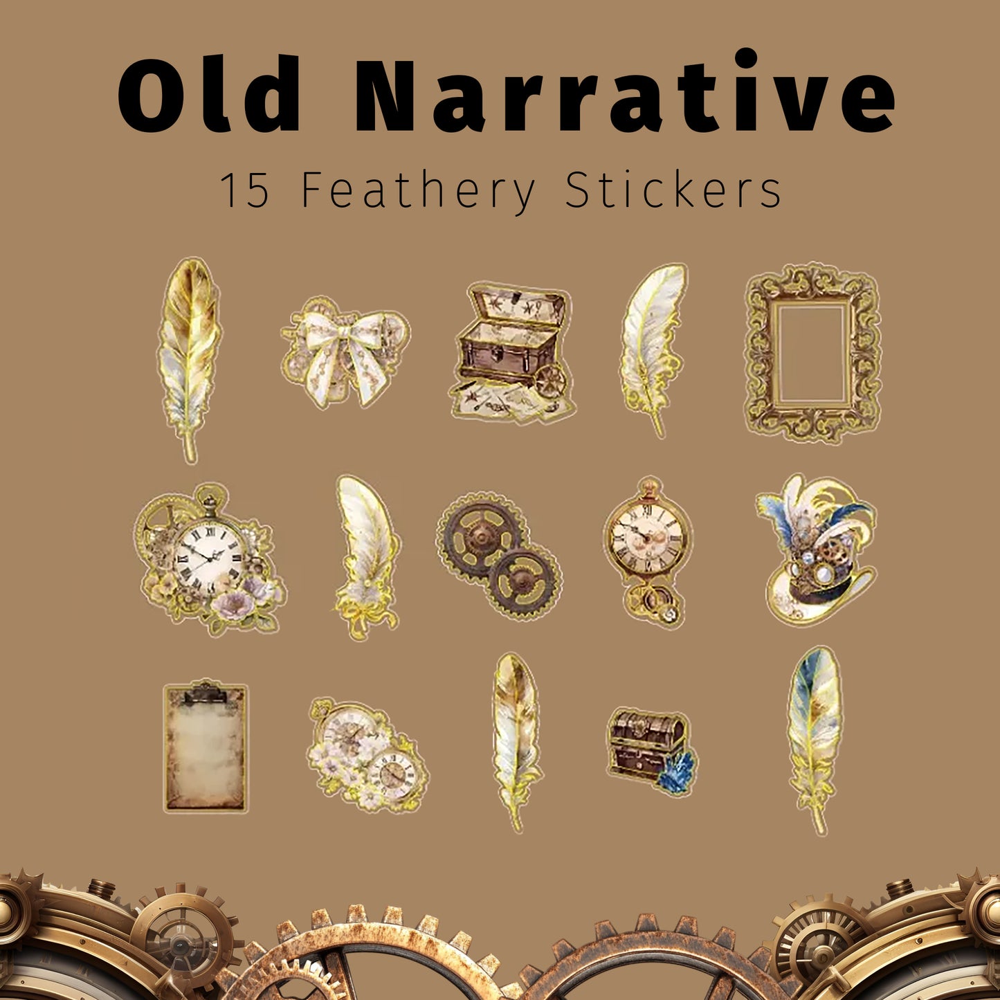 Old Narrative | Sepia Feather Chapter Sticker Pack