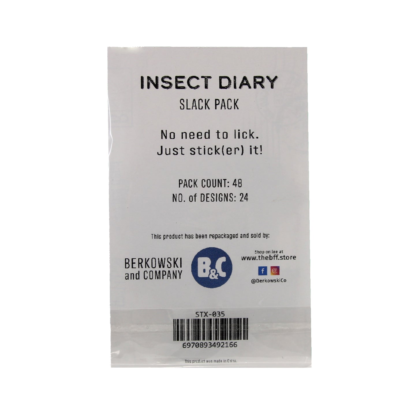 Insect Diary | Tan Stamp-Shaped Sticker Slack Pack