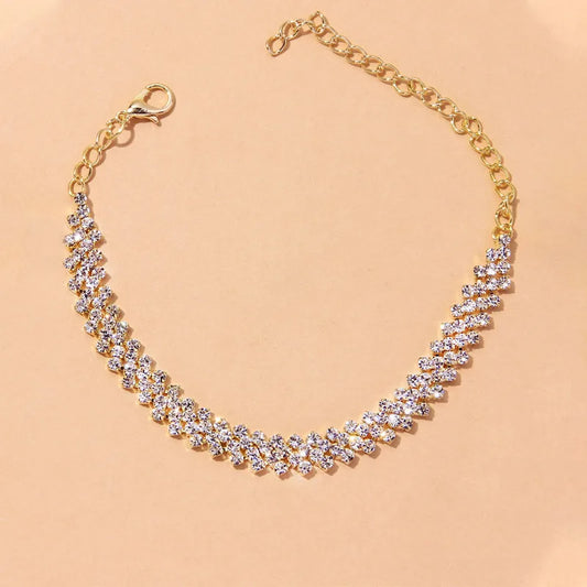 Faun Anklet | Herringbone Gold and Crystal