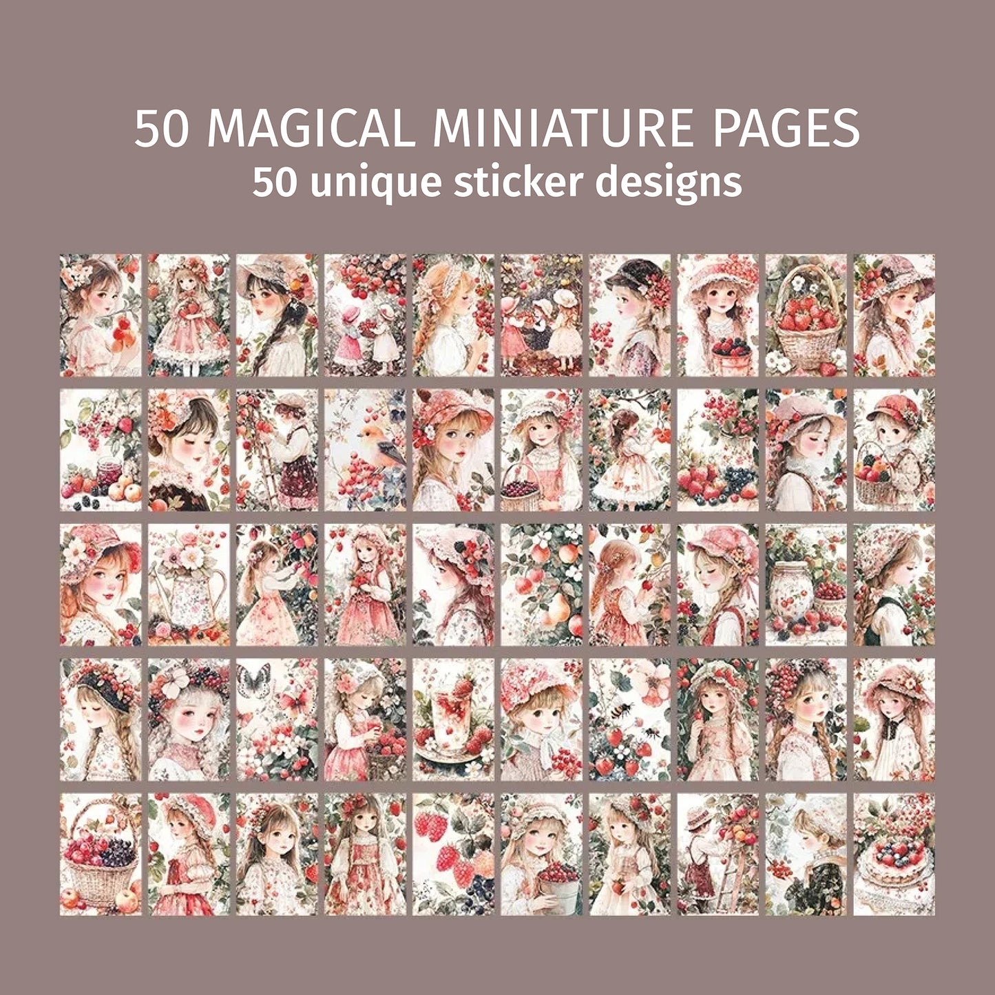 Strawberry Girl | Mauve Mini Magi Sticker Book