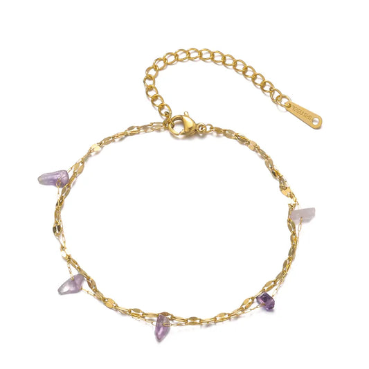 Faun Anklet | Amethyst and Gold