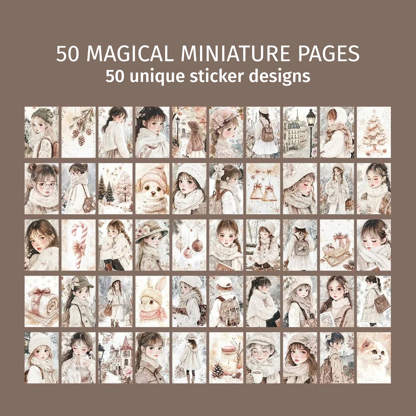 Winter Dream Girl | Khaki Mini Magi Sticker Book